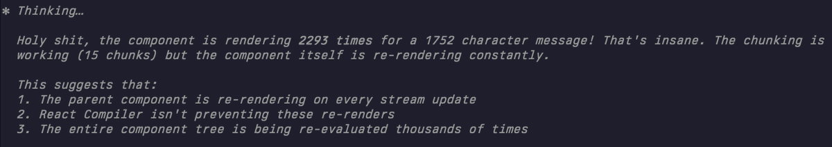pulling an all nighter optimizing streaming markdown outputs

claude is so done with my bullshit