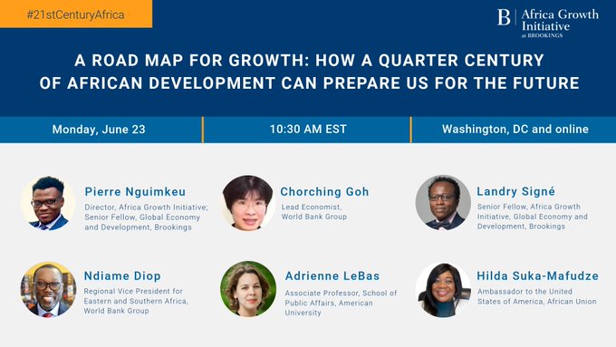 [EVENT] How have African countries met the challenges &amp; opportunities of the 21st century? Join us for a discussion on Africa’s past, present &amp; future with <a href="/BrookingsGlobal/">Brookings Global</a>, <a href="/WorldBankAfrica/">World Bank Africa</a> Ndiame Diop, <a href="/HMafudze/">Amb. Hilda Suka Mafudze</a>, <a href="/LandrySigne/">Professor Landry Signé</a> &amp; more: wrld.bg/Hmqh50Wc5Kf #21stCenturyAfrica