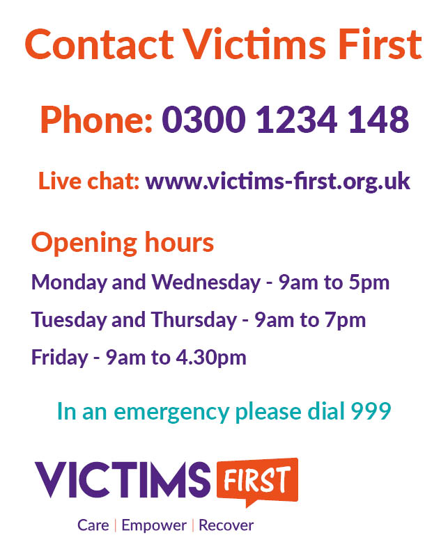 VictimsFirstTV's tweet image. After an experience of crime, asking for help can be really daunting. Our helpline and live chat are available for you to speak to one of our specialist supporters to get the help you need. Find out more about our services: victims-first.org.uk