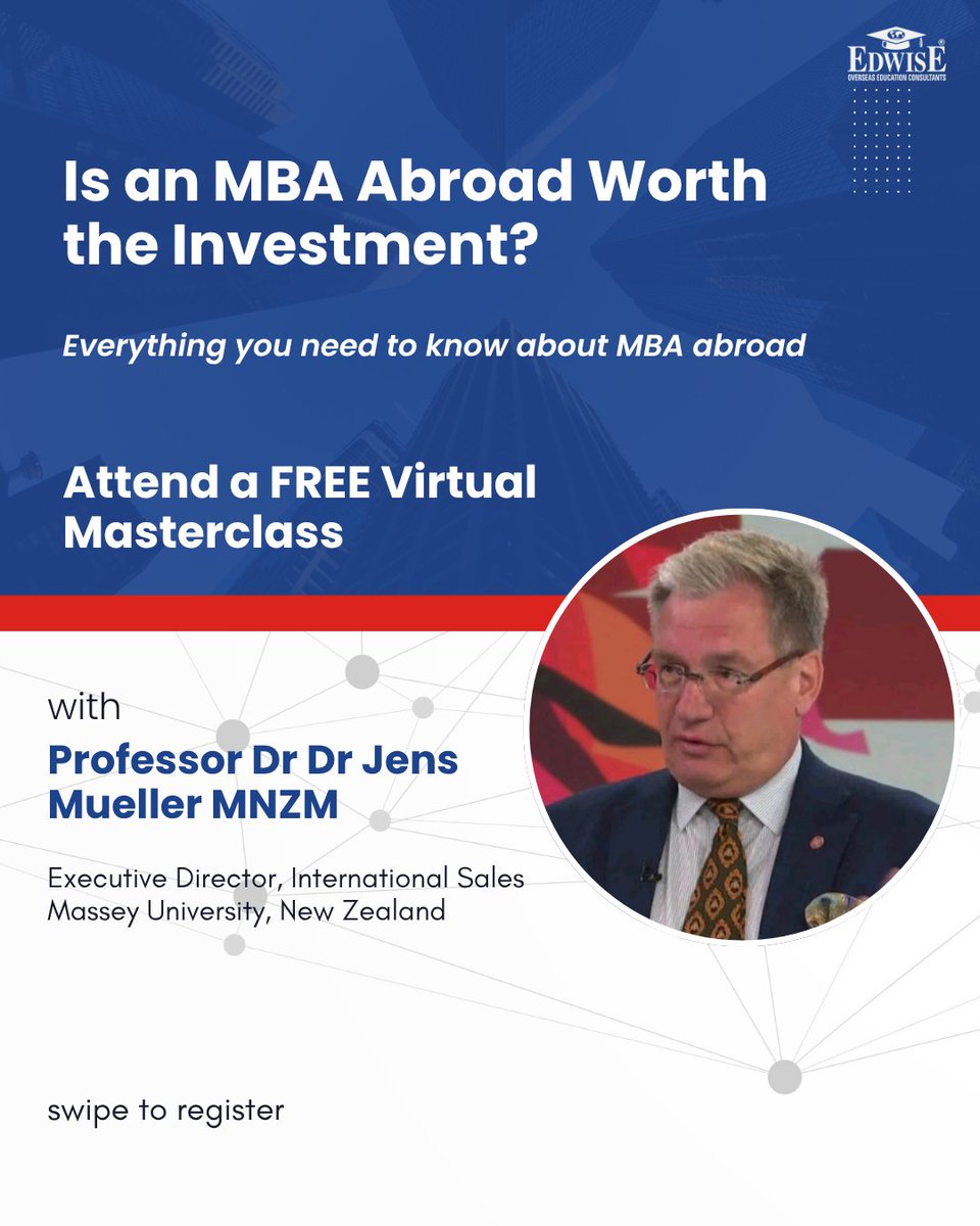 EDWISE_INT's tweet photo. If you're considering an international MBA but unsure where to start, this session is for you.
Register now https://t.co/EeOtrh9LA7 and get a step closer to making informed decisions about your future.
#MBA #edwise https://t.co/SEcdpy0d70