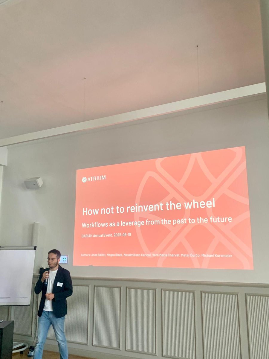 ATRIUM_EU's tweet image. ATRIUM features again at #DARIAH2025 in this afternoon's presentation entitled "How not to reinvent the wheel – workflows as a leverage from the past to the future" delivered by Massimiliano Carloni & Vera Maria Charvát 🏺
