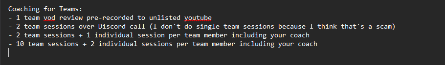 My coaching tiers currently:
