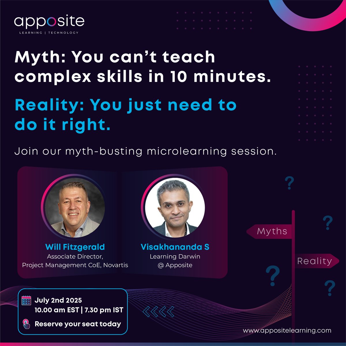 AppositeSol's tweet image. &quot;Microlearning can’t handle serious training.&quot; Ever heard that one? We’re busting it, along with other myths—in our upcoming webinar.
Sign up now → meet.zoho.in/bwpv-rqj-gug

#Microlearning #Appositelearningsolutions #Webinar