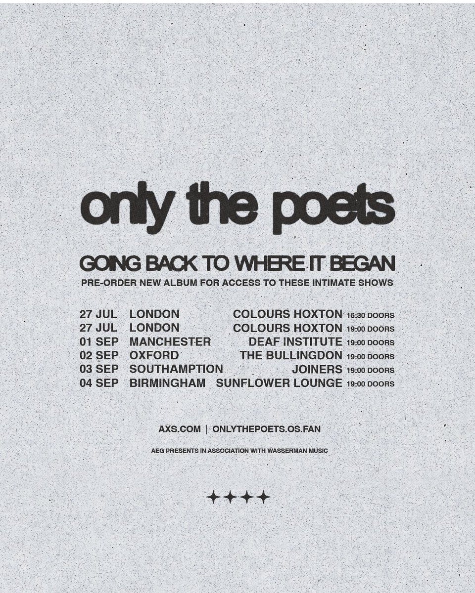 The Deaf Institute (@deafinstitute) on Twitter photo JUST ANNOUNCED
Indie-pop band Only The Poets  will be coming to The Deaf Institute on the 1st September. Tickets are on sale Monday 30th June at 10am JUST ANNOUNCED
Indie-pop band Only The Poets  will be coming to The Deaf Institute on the 1st September. Tickets are on sale Monday 30th June at 10am