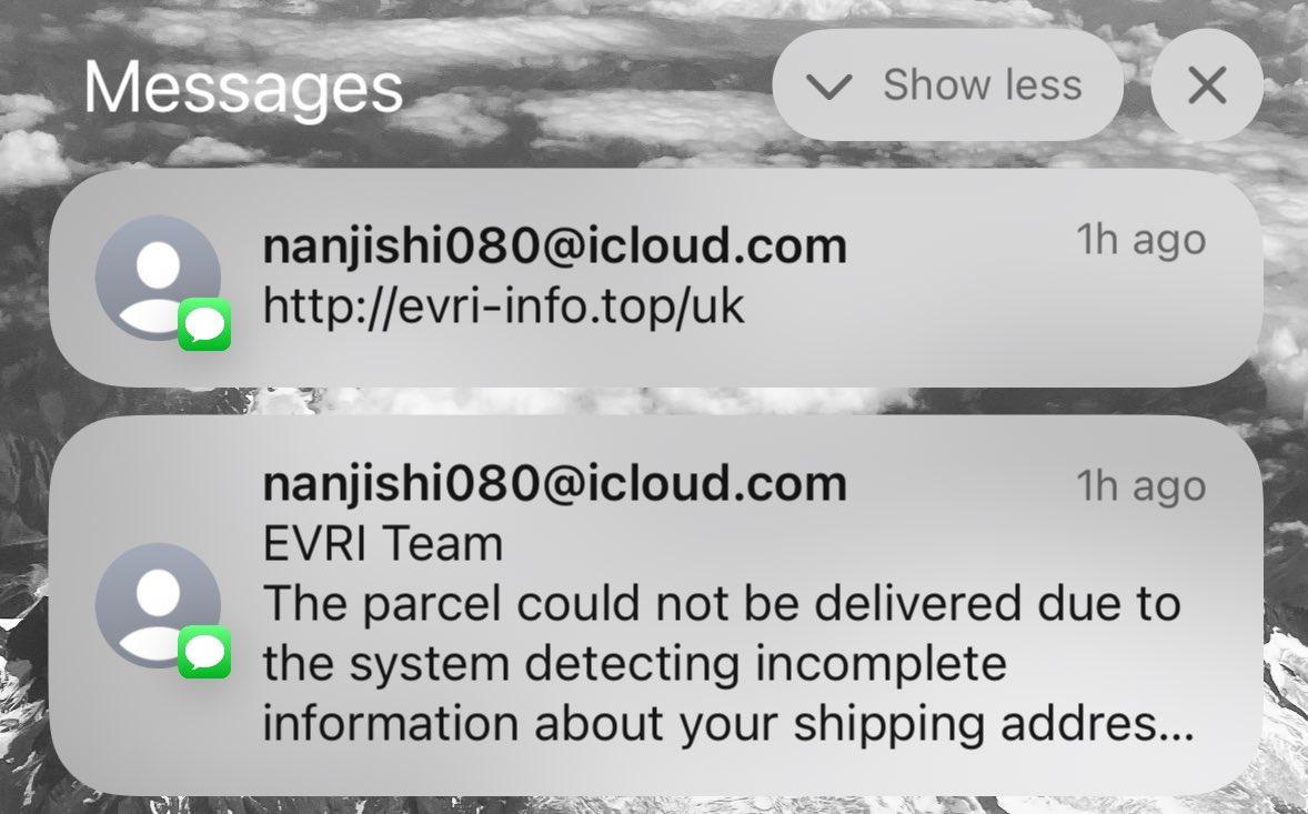 Cass_B13's tweet photo. .@evrisupportline you guys need to take a hard look at your employees because why do I get these scam texts every time my parcels are lefts with your services? 

That’s a data breach too. https://t.co/4XseZUtWzw