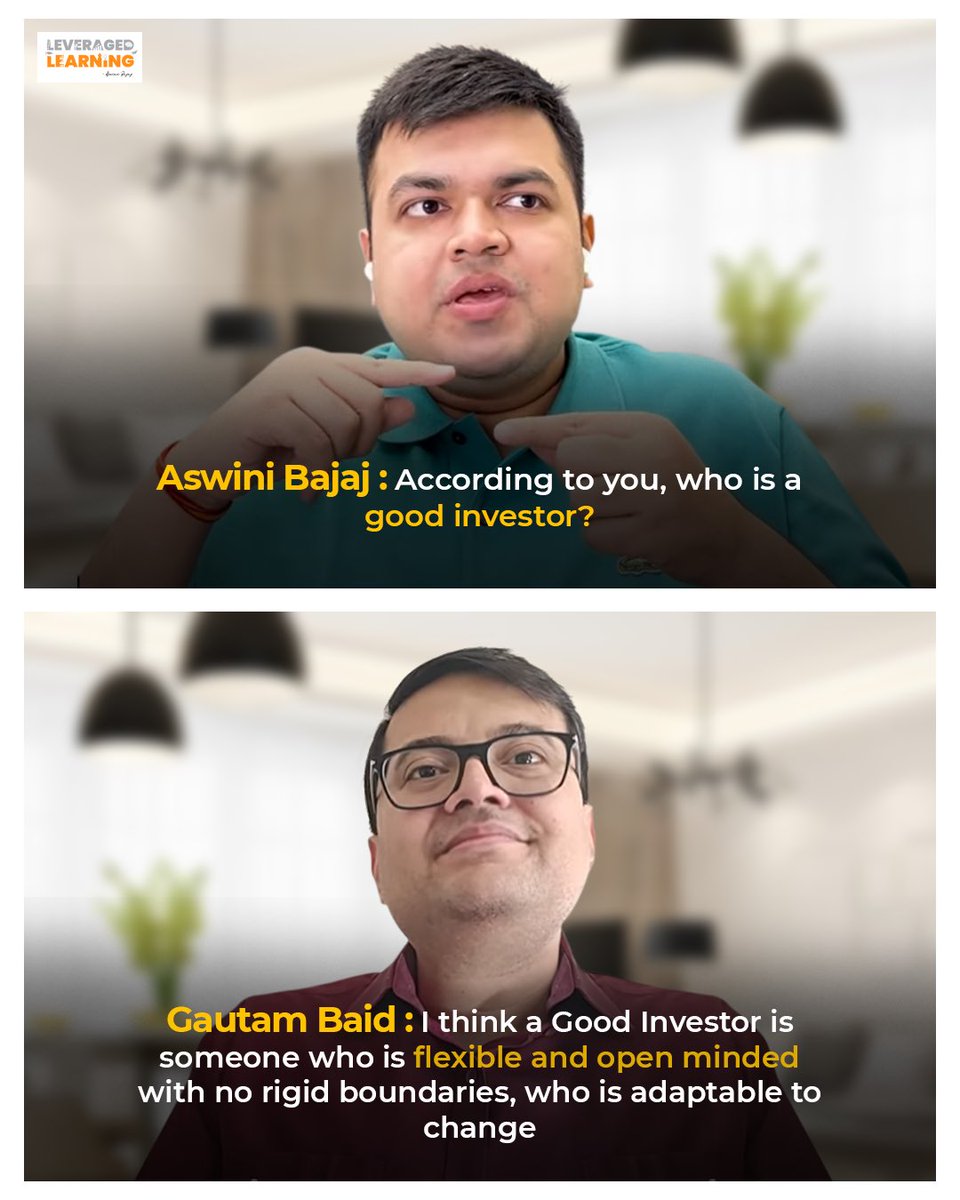 Leveragedlearn's tweet image. A good investor is someone who’s flexible, open-minded, adaptable and not rigid.
Brilliant insight from @GautamBaid via @AswiniBajaj.
Watch the full podcast on YouTube: youtu.be/_PFdMX0lBD8?si…
#Investing #StockMarketTips #GautamBaid #InvestInYourself #MentorForLife #AswiniBajaj