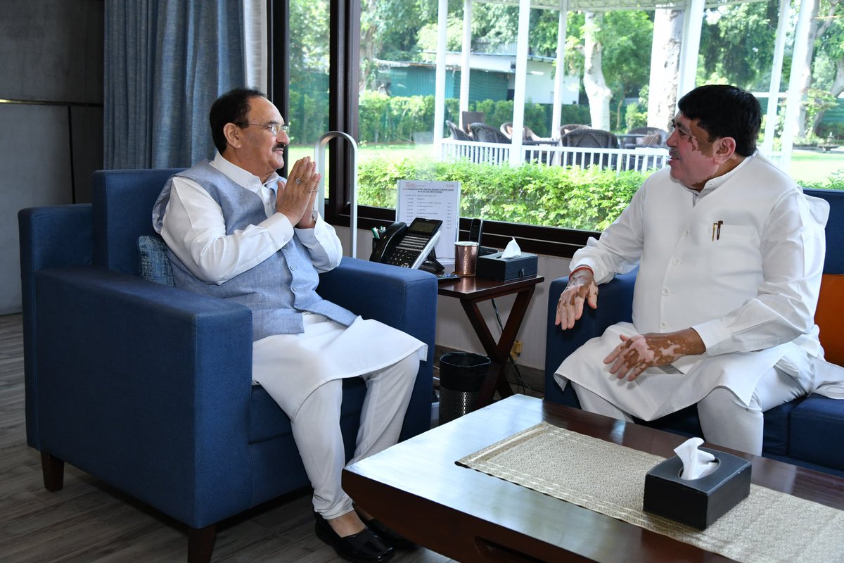 DILEEP SANGHANI (@dileep_sanghani) on Twitter photo भारतीय जनता पार्टी के राष्ट्रीय अध्यक्ष ओर केंद्रीय स्वास्थ्य एवं परिवार कल्याण तथा रसायन एवं उर्वरक मंत्री श्री जे.पी. नड्डा जी के नई दिल्ली स्थित निवास स्थान पर शिष्टाचार भेंट कर नैनो यूरिया ओर नैनो DAP के डेवलपमेंट के बारे में चर्चा की।
<a href="/JPNadda/">Jagat Prakash Nadda</a>
<a href="/BJP4India/">BJP</a>
<a href="/fertmin_india/">Department of Fertilizers</a> भारतीय जनता पार्टी के राष्ट्रीय अध्यक्ष ओर केंद्रीय स्वास्थ्य एवं परिवार कल्याण तथा रसायन एवं उर्वरक मंत्री श्री जे.पी. नड्डा जी के नई दिल्ली स्थित निवास स्थान पर शिष्टाचार भेंट कर नैनो यूरिया ओर नैनो DAP के डेवलपमेंट के बारे में चर्चा की।
<a href="/JPNadda/">Jagat Prakash Nadda</a>
<a href="/BJP4India/">BJP</a>
<a href="/fertmin_india/">Department of Fertilizers</a>