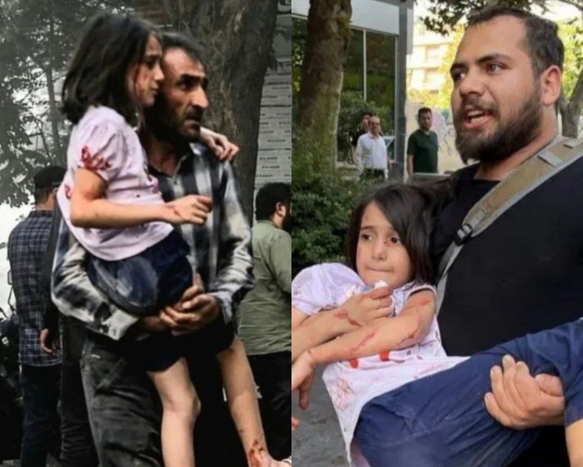 I regret to inform you Pallywood has arrived in Iran. 

The regime is placing actors next to scenes of bombings - some in vastly different locations - and doing the Gaza thing.

Here exploiting an Iranian girl and giving her two completely different "dads".