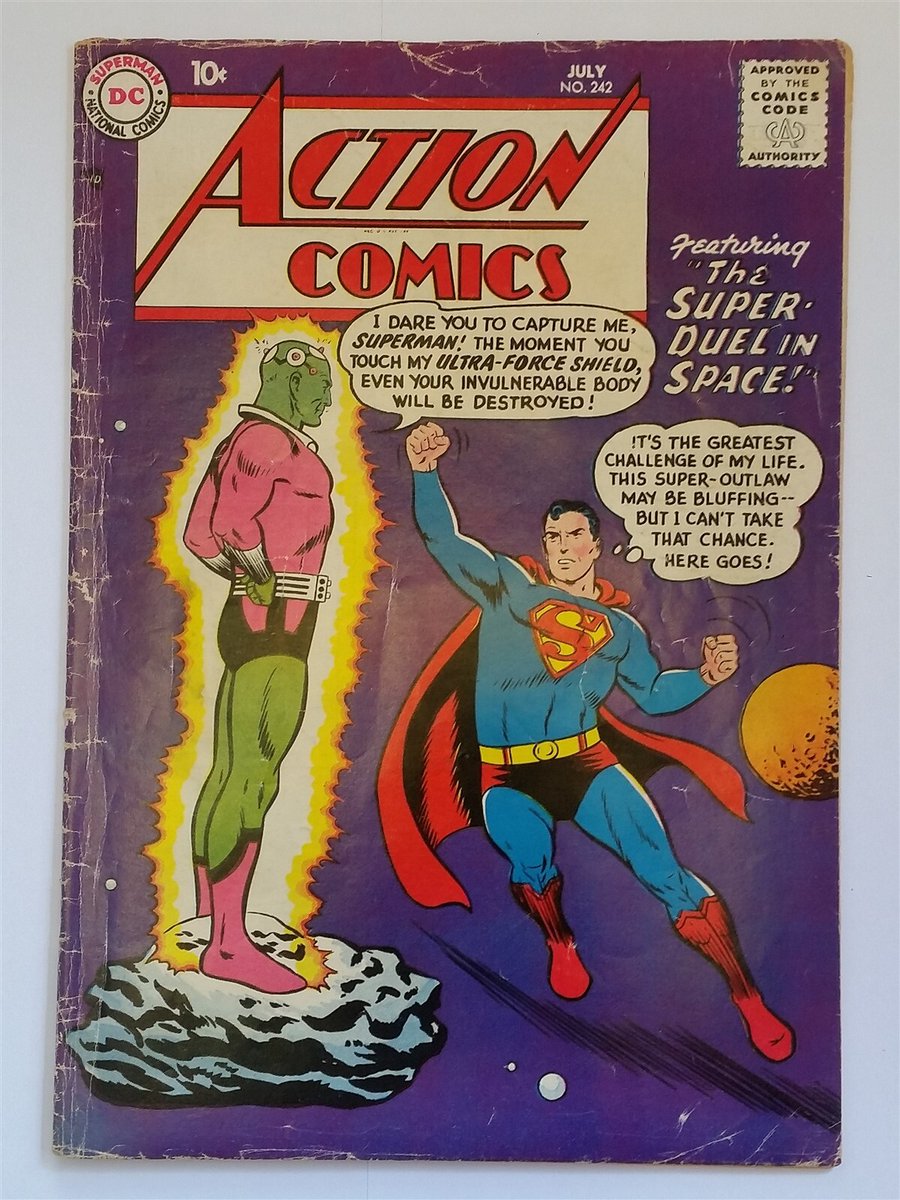 ACTION COMICS #242 JULY 1958 SUPERMAN DC *TOTALLY UNRESTORED* 1ST APP BRANIAC

Ends Fri 20th Jun @ 4:44pm

ebay.co.uk/itm/3656693509…

#ad #comics #marvelcomic #imagecomics #DCComics