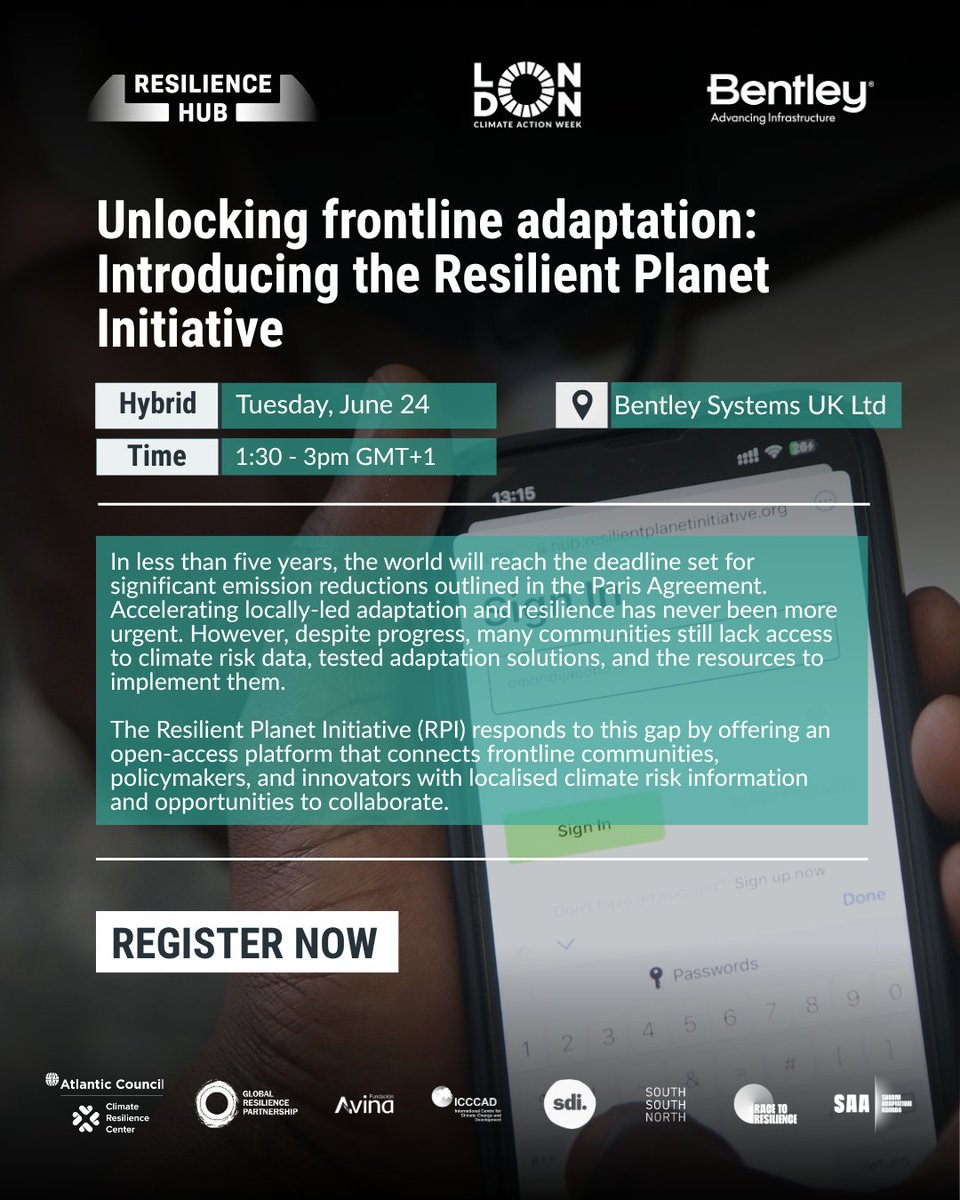 Resurgence_io's tweet image. ๐The Resurgence team is in London for #LCAW2025
Weโre excited to connect on #ClimateResilience & #EarlyWarningSystems.
๐
Join CEO, Mark Harvey as he moderates at the Resilient Planet Initiative launch
๐๏ธ Tues, June 24 | 1:30-3pm BST
๐ bit.ly/45vih0J
#RaceToResilience