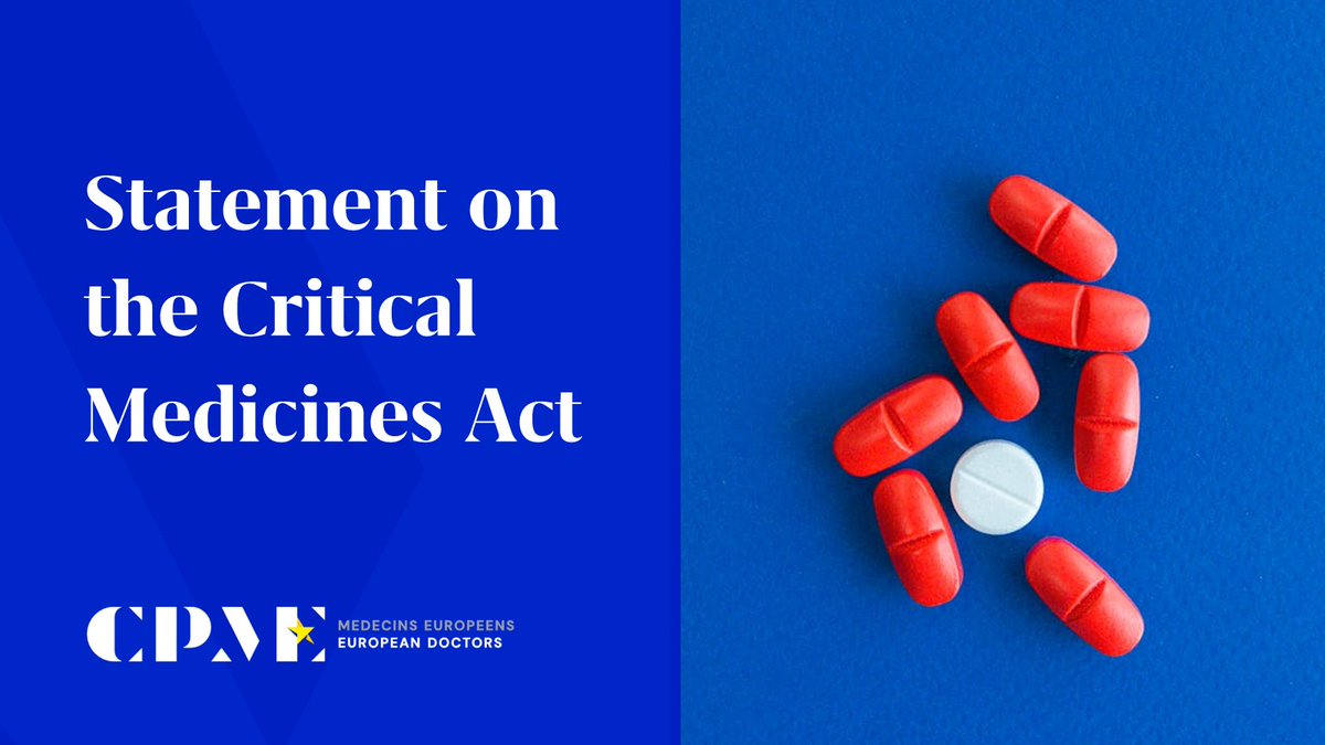 💊 Ahead of the #EPSCO meeting, European doctors call for the Critical Medicines Act to address security of supply, affordability and transparency

👉Read our statement: cpme.eu/news/european-…