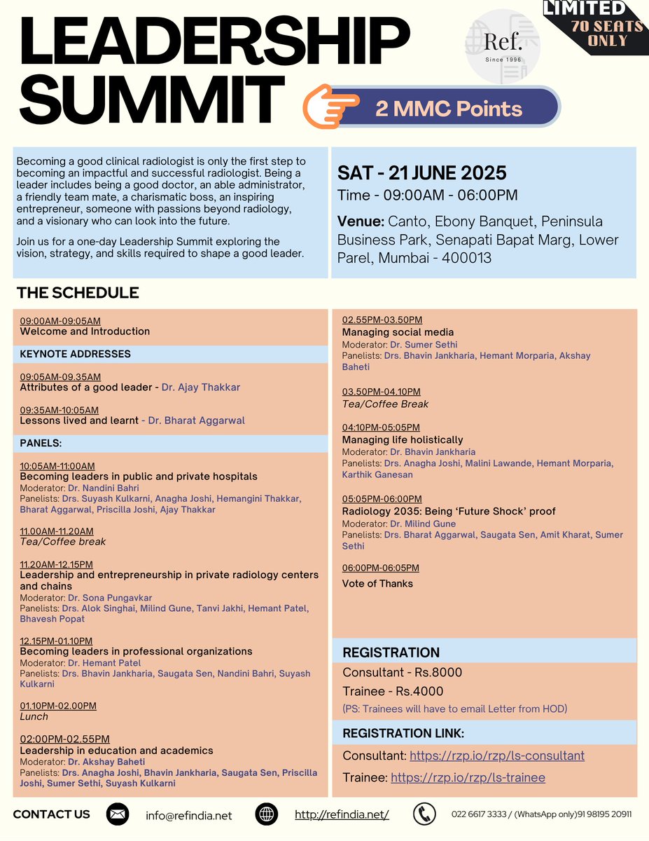 REF_INDIA's tweet image. 🚀 Leadership Summit 2025
Unlock your leadership potential! 💡
📍 2 MMC Points
🔗 Register Now & Learn More: refindia.net/current-past-r…