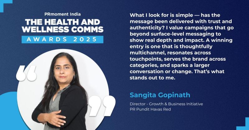 PRmoment India (@prmomentindia) on Twitter photo Want to win at #PRmomentHealthandWellnessAwards? Judge #SangitaDurbhaGopinath shares her secrets!
She seeks:
Trust & authenticity
Real depth (beyond surface)
Multi-channel impact
If that's your campaign, submit by July 4th! 🗓️ healthcommsawards.com
<a href="/PaarulC/">Paarul Chand</a> Want to win at #PRmomentHealthandWellnessAwards? Judge #SangitaDurbhaGopinath shares her secrets!
She seeks:
Trust & authenticity
Real depth (beyond surface)
Multi-channel impact
If that's your campaign, submit by July 4th! 🗓️ healthcommsawards.com
<a href="/PaarulC/">Paarul Chand</a>