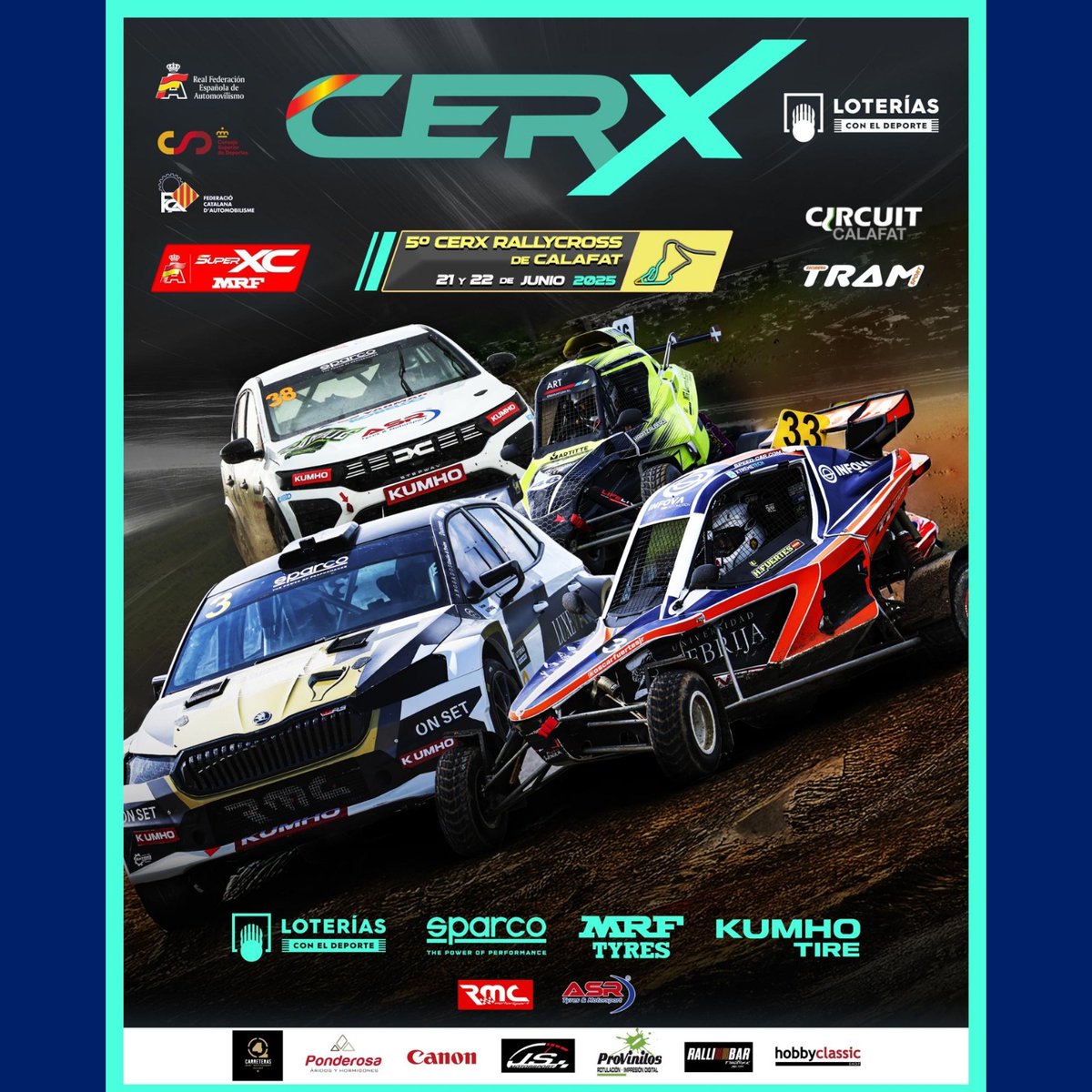 FCAutomobilisme's tweet photo. 🏷️ OFF-ROAD
🎯 CAMPEONATO DE ESPAÑA DE RALLYCROSS
🏁 5º RALLYCROSS DE CALAFAT
ℹ️ Informació
🌐 https://t.co/bl7Spj9I73
#FCAutomobilisme #motorsport #automobilisme #curses #informacio #campeonato #españa #rallycross #offroad #calafat #circuitcalafat https://t.co/CNKPh8OBso