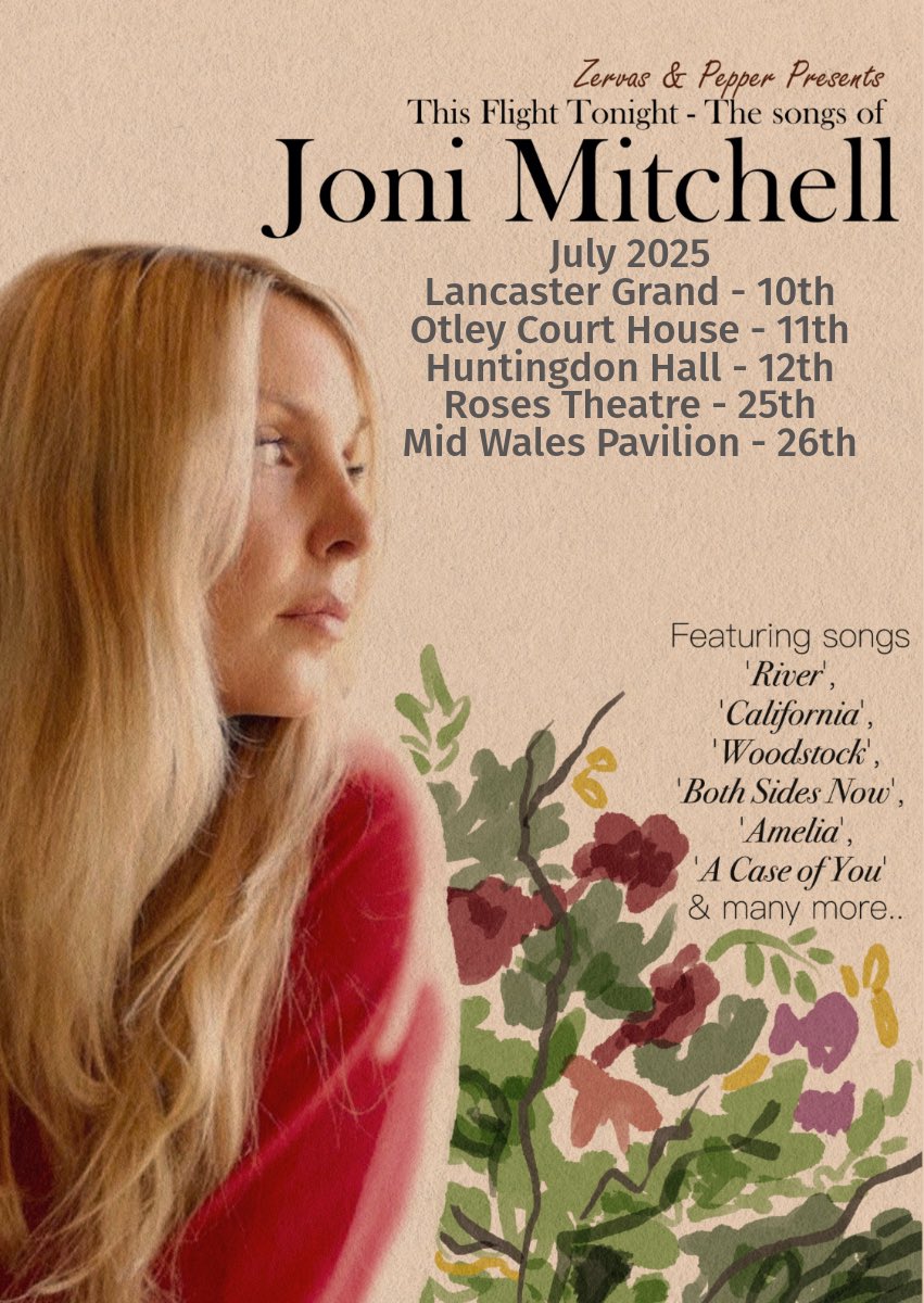 Zervas & Pepper (@zervaspepper) on Twitter photo July 2025.. heading out to celebrate <a href="/jonimitchell/">Joni Mitchell</a> .. with ‘This Flight Tonight-The Songs of Joni Mitchell’
10th <a href="/LancasterGrand/">Lancaster Grand Theatre</a>
11th <a href="/OtleyCourthouse/">Otley Courthouse</a>
12th <a href="/HuntingdonHall/">Huntingdon Hall</a>
25th <a href="/RosesTheatre/">The Roses Theatre</a>
26th Mid Wales Pavilion
Tix available here: zervaspepperjonitribute.com/tour-dates/ July 2025.. heading out to celebrate <a href="/jonimitchell/">Joni Mitchell</a> .. with ‘This Flight Tonight-The Songs of Joni Mitchell’
10th <a href="/LancasterGrand/">Lancaster Grand Theatre</a>
11th <a href="/OtleyCourthouse/">Otley Courthouse</a>
12th <a href="/HuntingdonHall/">Huntingdon Hall</a>
25th <a href="/RosesTheatre/">The Roses Theatre</a>
26th Mid Wales Pavilion
Tix available here: zervaspepperjonitribute.com/tour-dates/