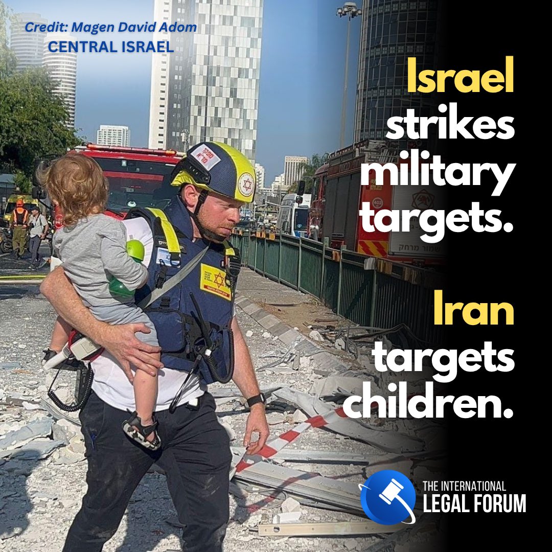 ISRAEL strikes military targets.

IRAN targets children.