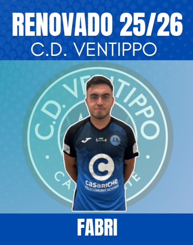 🚨 OFICIAL 🚨 
Fabricio Nicolás Mársico " FABRI " continuará la próxima temporada en el CD VENTIPPO. Nuestro joven centrocampista nos seguirá aportando garra, pundonor y una gran distribución de juego en la medular del equipo 
#FabriSeQueda🤝🏼
