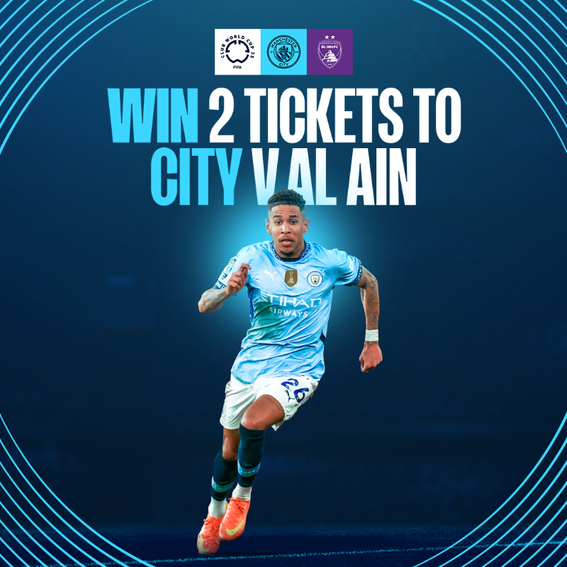 ManCity's tweet photo. Don't miss your chance to win two tickets to our @FIFACWC clash with Al Ain! 🇺🇸 🎫

Enter now! ⤵️