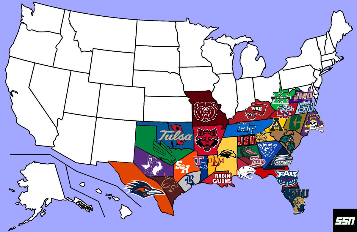 Sidelines_SN's tweet image. Superconferences are IN. But what is the appeal of Cal in the ACC, USC in the B1G, hell even UT/OU in the SEC? Regionality will always be king. That's why the Sun Belt has an opportunity to capture the hearts of CFB fans forever and market themselves as a more "pure" CFB.…