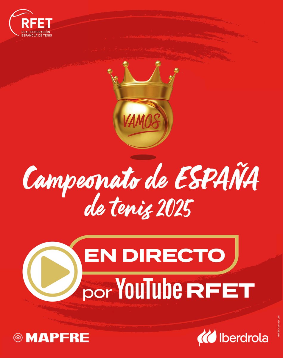 ¿Todo el mundo listo? ❤️‍🔥

Los Campeonatos de España de Tenis 2025 están ya en marcha con el Cadete y, como cada año, recuerda que podrás seguir las SEMIFINALES y FINALES EN DIRECTO

Youtube RFET 🔴 youtube.com/@RFETenis/stre…