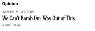 james_acton32's tweet image. In the @nytimes today, I argue that the United States should judge military action against Iran by the same standards against which the Joint Comprehensive Plan of Action--aka the Iran Nuclear Deal--was assessed.
GIFT LINK at end of thread.
(1/7)