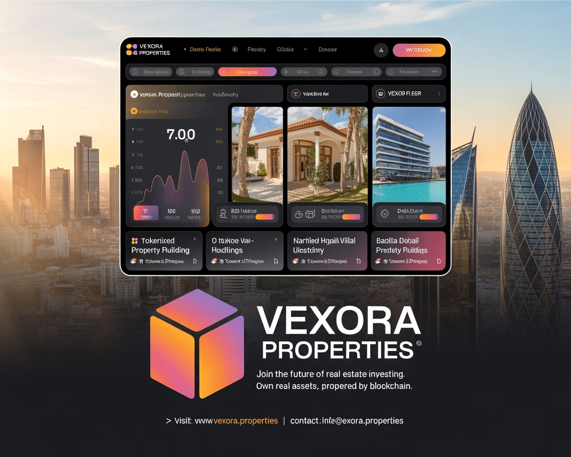 vexoraproperty's tweet photo. Real estate meets blockchain.
Strategic investors are moving into tokenized property assets for transparency, liquidity, and long-term growth.

Visit: https://t.co/LOfx5mcaHR
Follow: https://t.co/P8wHPj7mIZ
Twitter: https://t.co/09Fvw7ugo1
Contact: info@vexora.properties

#StrategicInvestment #TokenizedAssets #RealEstateBlockchain #WealthBuilding #VexoraProperties