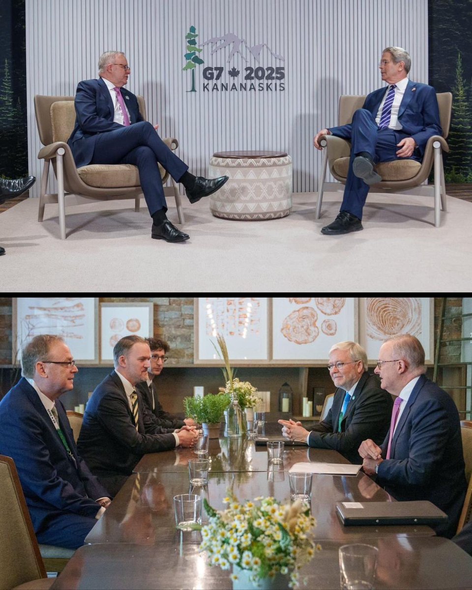 Kevin Rudd AC (@amborudd) on Twitter photo The United States is our most important economic partner, and a multi-generational ally.
Our trade and investment relationship supports jobs, businesses and investors in both our countries.
Great to join Prime Minister <a href="/AlboMP/">Anthony Albanese</a> in discussions with President Trump’s team on how The United States is our most important economic partner, and a multi-generational ally.
Our trade and investment relationship supports jobs, businesses and investors in both our countries.
Great to join Prime Minister <a href="/AlboMP/">Anthony Albanese</a> in discussions with President Trump’s team on how