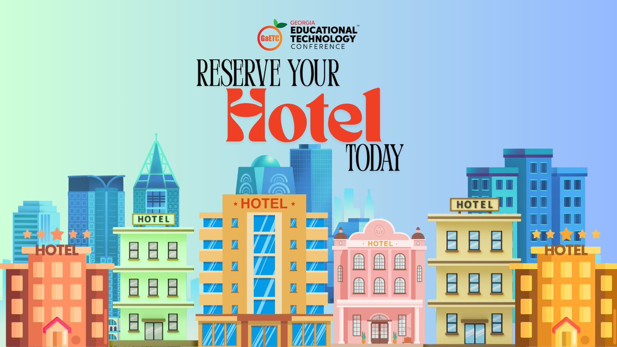 Georgia Educational Technology Conference (@gaetconf) on Twitter photo Time to make those travel plans for #GaETC25. Don’t miss the opportunity to stay on-site. Reserve your hotel today. For more information about lodging visit
conference.gaetc.org/hotelsloding/
#PassportToInnovation Time to make those travel plans for #GaETC25. Don’t miss the opportunity to stay on-site. Reserve your hotel today. For more information about lodging visit
conference.gaetc.org/hotelsloding/
#PassportToInnovation