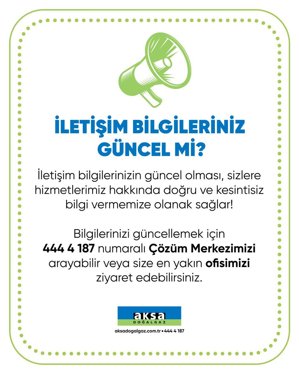 📢 İletişim Bilgileriniz Güncel mi?

İletişim bilgilerinizin güncel olması, sizlere hizmeltlerimiz hakkında doğru ve kesintisiz bilgi vermemize olanak sağlar! 

Bilgilerinizi güncellemek için 444 4 187’i arayabilir veya size en yakın ofisimizi ziyaret edebilirsiniz.