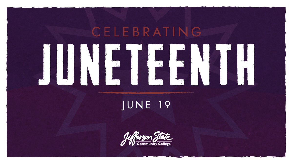 jeffstate's tweet image. All Jefferson State campuses are closed on Thursday, 6/19/25, in observance of Juneteenth, Freedom Day.

#juneteenth #freedomday