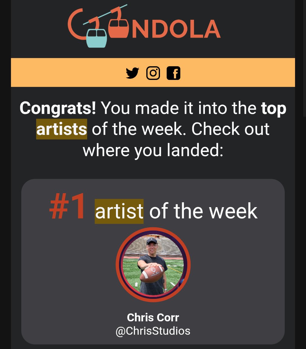 Chris_Studios's tweet image. Staying in the Top 5 every week 🤙🤙
@ongondola 

Gondola.cc/chrisstudios