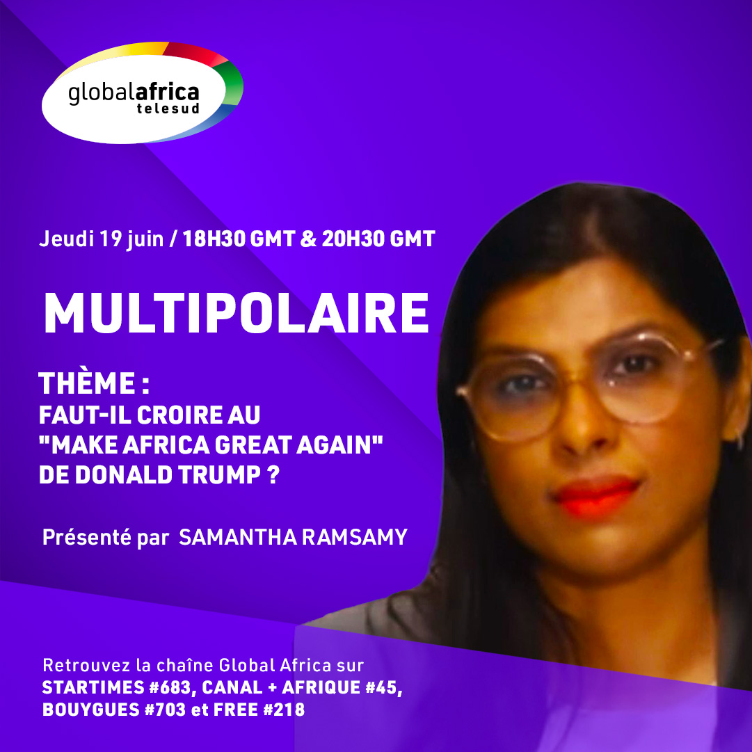 Global Africa Telesud (@telesud_) on Twitter photo Faut-il croire au "Make Africa Great Again" de Donald TRUMP ? 🧢🇺🇸🌍 Réponse ce soir dans Multipolaire présentée par @samantharamsa avec Lucien Pambou, professeur d’économie, Nicolas Conquer, analyste politique et Régis Hounkpè, directeur exécutif <a href="/InterglobeC/">InterGlobe Conseils</a> Faut-il croire au "Make Africa Great Again" de Donald TRUMP ? 🧢🇺🇸🌍 Réponse ce soir dans Multipolaire présentée par @samantharamsa avec Lucien Pambou, professeur d’économie, Nicolas Conquer, analyste politique et Régis Hounkpè, directeur exécutif <a href="/InterglobeC/">InterGlobe Conseils</a>
