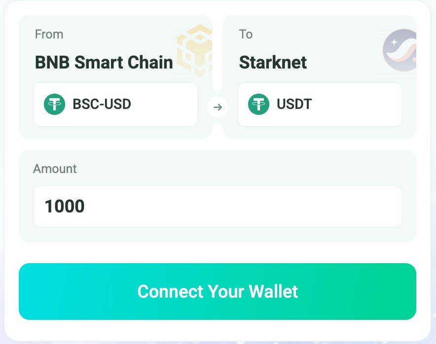 Meson Finance (@mesonfi) on Twitter photo 🔥 Meson.fi now supports <a href="/Starknet/">Starknet 🐺🐱</a>!
Starknet is a decentralized ZK-Rollup Layer 2 network built on Ethereum, offering massive scalability, low fees, and Ethereum-level security — powered by cutting-edge zero-knowledge technology.
You can now seamlessly bridge 🔥 Meson.fi now supports <a href="/Starknet/">Starknet 🐺🐱</a>!
Starknet is a decentralized ZK-Rollup Layer 2 network built on Ethereum, offering massive scalability, low fees, and Ethereum-level security — powered by cutting-edge zero-knowledge technology.
You can now seamlessly bridge