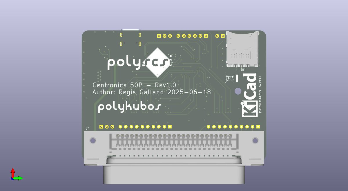 Et voilà la version offcielle de mon émulateur de disque dur avec connecteur Centronics 50 pour brancher en externe. Lundi soir, j'ai pu confirmer le fonctionnement du prototype sur FMTOWNS pour émuler 1 disque dur et 1 CD-ROM! #X68000 #RETROGAMING #RETROPC
