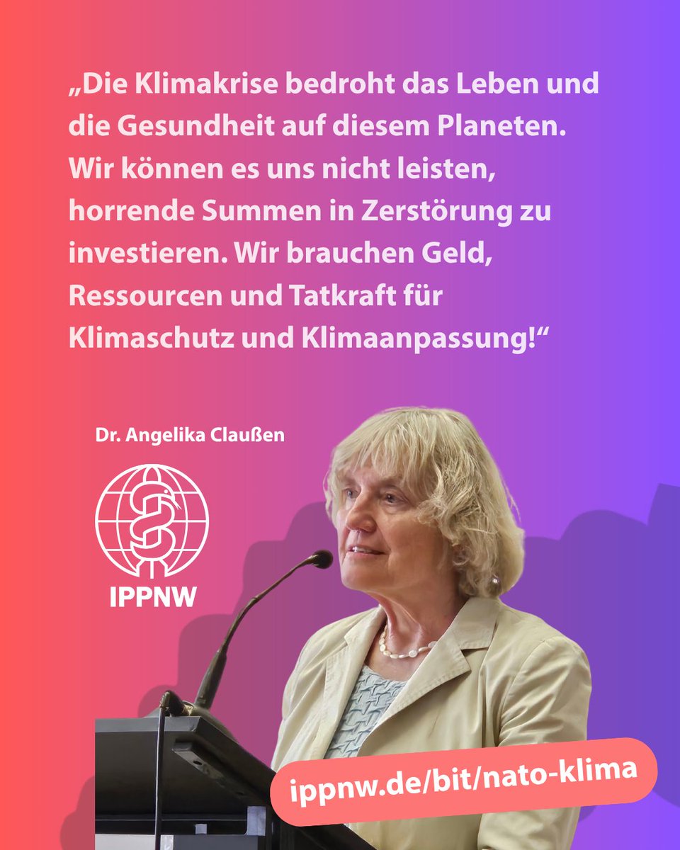 IPPNWgermany's tweet image. 2024 verursachte die NATO 40% mehr militärische Emissionen im Vergleich zu 2021, so das Ergebnis einer Studie, die die IPPNW mit weiteren NGOs anlässlich der Bonner Klimazwischenkonferenz und des NATO-Gipfels in Den Haag veröffentlicht: ippnw.de/bit/nato-klima