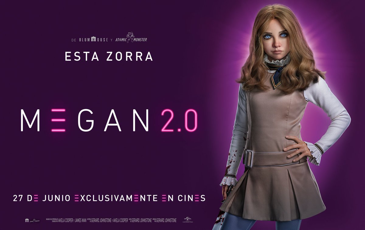 El próximo 27 de junio se estrena exclusivamente en cines, M3GAN 2.0, una nueva entrega de la IA, a la que ahora necesitaremos para luchar contra Amelia, la espía asesina definitiva.

SORTEO 2 ENTRADAS DOBLES en cines seleccionados.    
Requisitos: 
👩 Me gusta y RT a este tweet