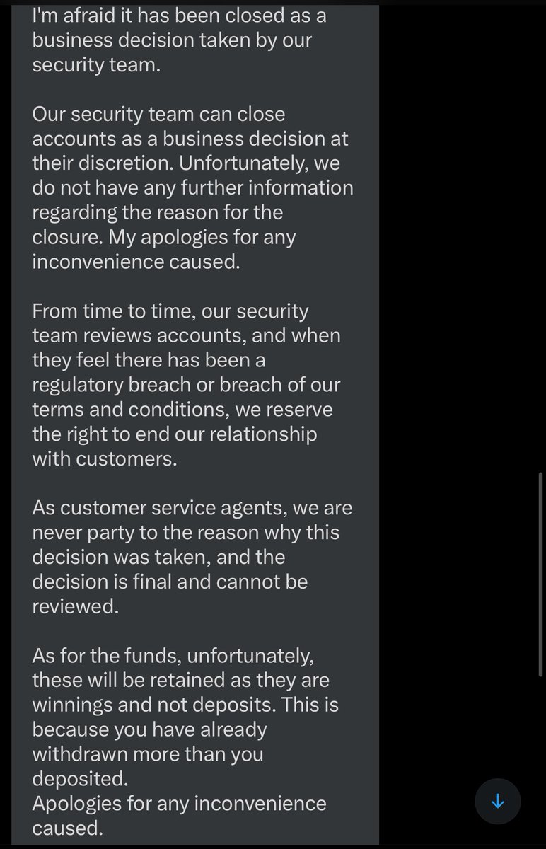 lovestheraces's tweet image. Nothing. Can’t even get in the account and been told, because the account is in profit they will be retained by PP.