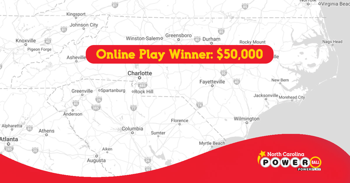 A lucky NC Lottery player purchased a Powerball ticket with Online Play and won a $50,000 prize in yesterday's drawing! Congratulations to the big winner!