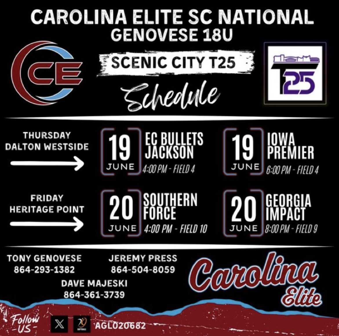 Here is our schedule for Scenic City! Come check us out!