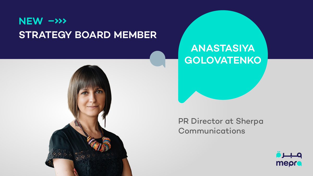 #MEPRA is thrilled to welcome Anastasiya Golovatenko, newly elected Strategy Board member!

Anastasiya is an accomplished PR professional and business advisor who leads a Dubai-based B2B-focused communications consultancy Sherpa Communications. With more than 17 years of
