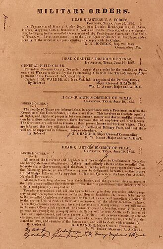 SenatorBirdwell's tweet image. Happy Juneteenth! On this day Union MG Granger issued Order Number 3 upon arrival in Galveston enforcing emancipation in Texas.