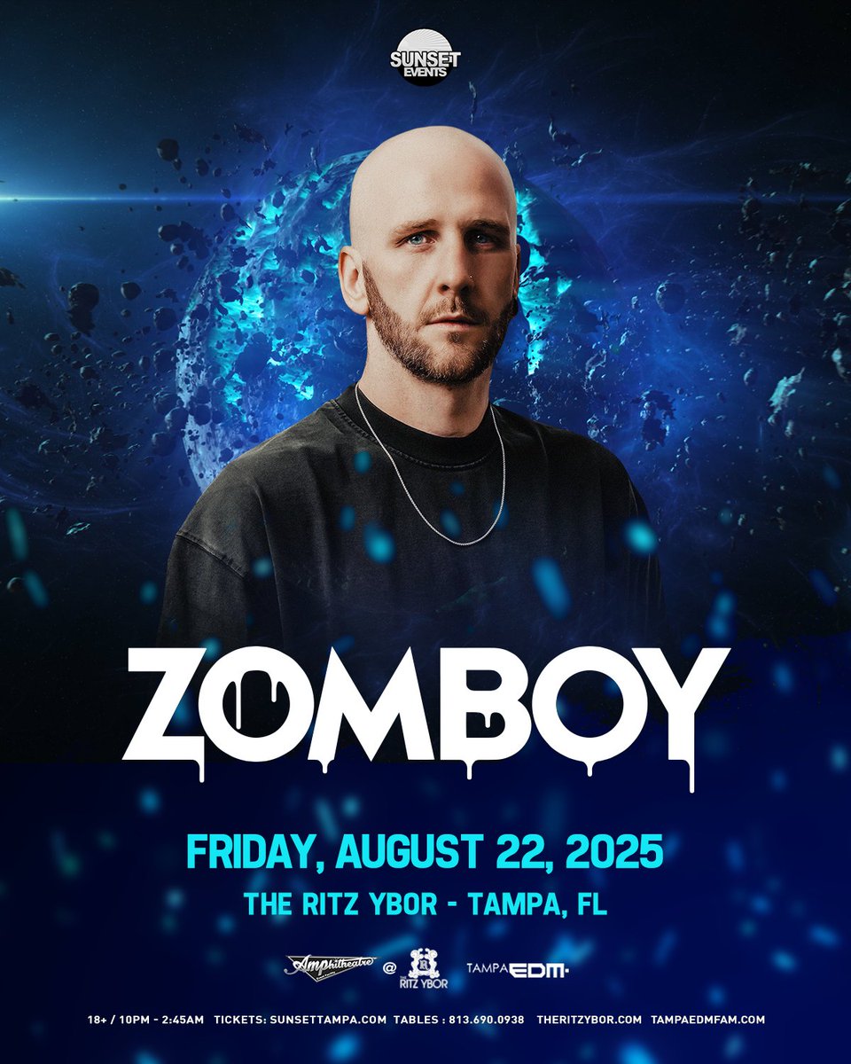 Sunset Events (@sunsetevents) on Twitter photo Tickets are on sale now for <a href="/Zomboy/">ππππππ</a> in #Tampa on Friday, August 22nd at <a href="/theritzybor/">The RITZ Ybor</a>! π bit.ly/zomboy0822 Tickets are on sale now for <a href="/Zomboy/">ππππππ</a> in #Tampa on Friday, August 22nd at <a href="/theritzybor/">The RITZ Ybor</a>! π bit.ly/zomboy0822