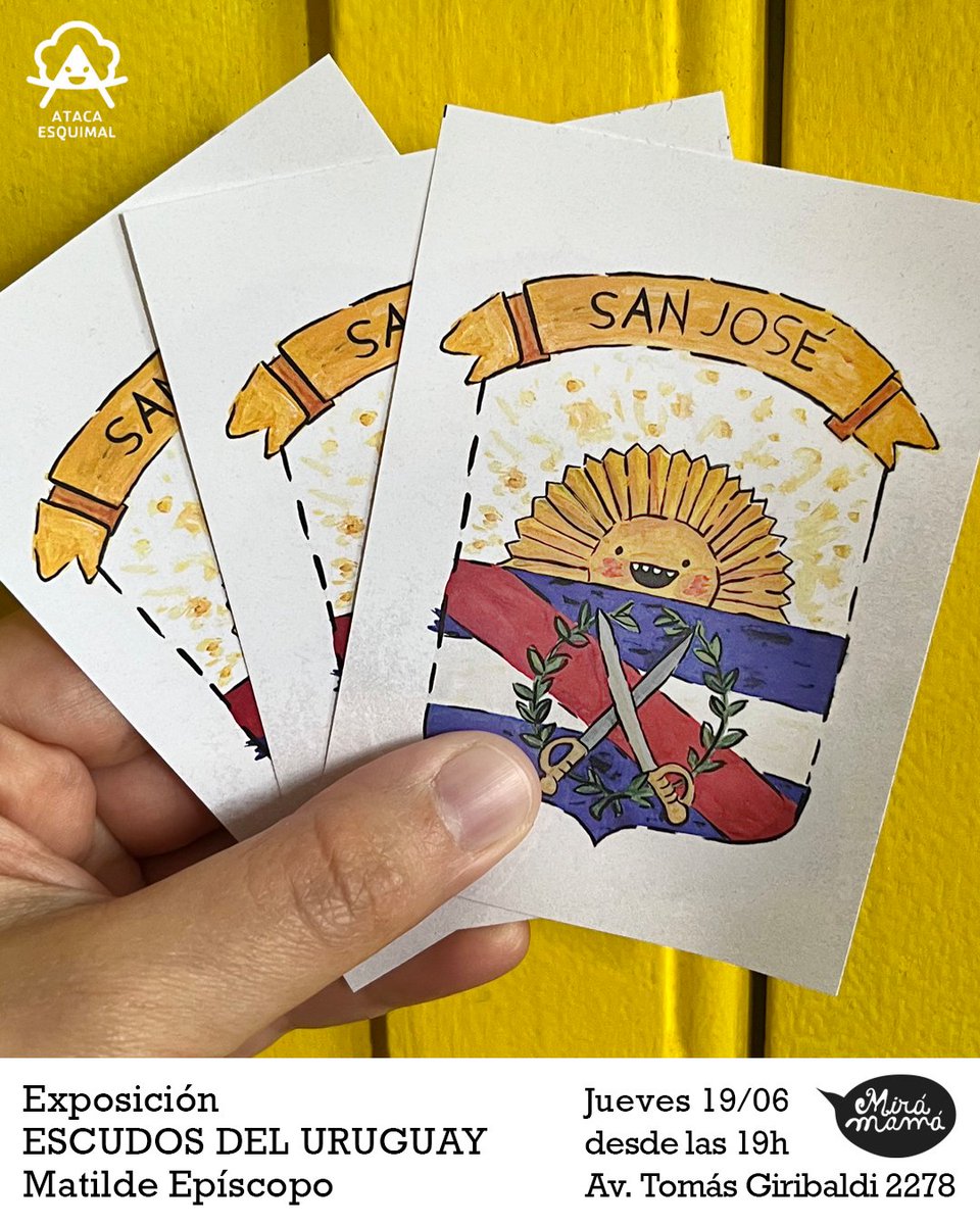 mirá mamá (@blog_miramama) on Twitter photo Hoy, después de cantar el himno, pasen por nuestro estudio que inauguramos la EXPO DE ESCUDOS DEL URUGUAY - ilustrados por <a href="/atacaesquimal/">Soy una forzuda🏋🏻♀️</a>
¡Los esperamos! ☕️🍪😘 Hoy, después de cantar el himno, pasen por nuestro estudio que inauguramos la EXPO DE ESCUDOS DEL URUGUAY - ilustrados por <a href="/atacaesquimal/">Soy una forzuda🏋🏻♀️</a>
¡Los esperamos! ☕️🍪😘