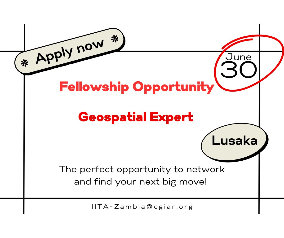 IWMI_'s tweet photo. 🌍 IWMI is offering a Geospatial Expert Fellowship, hosted by @IITA_CGIAR in Lusaka under the #DIWASA project! Work with EO data, collaborate with top researchers & join a global water network.
🗓 Apply by 30 June 👉 https://t.co/SJZNkpwMsu https://t.co/RLkHENSWNF