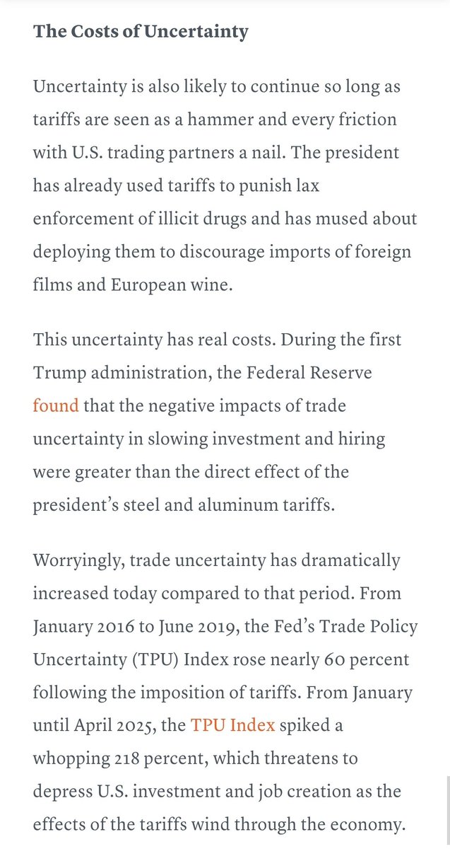 "The Tariff Costs Are Worse Than You Think" cfr.org/article/tariff…
It's not just the new taxes and higher prices; it's the compliance costs and uncertainty, too: