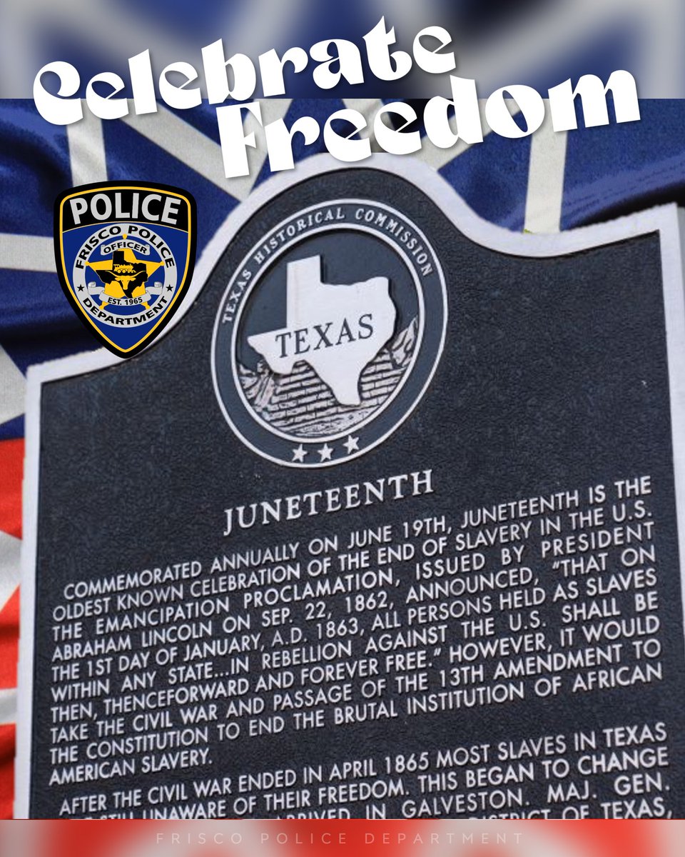 Today in 1865, Maj. General Gordon Granger read General Order No. 3, which proclaimed freedom for slaves in Texas. #Juneteenth is a celebration of that day and the end of slavery.

Join us as we #CelebrateFreedom with others across America for this seminal moment in our history!