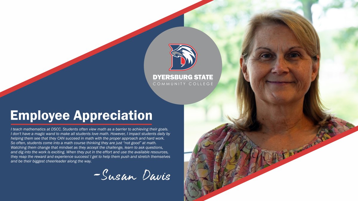 🌟 Employee Appreciation Post! 🌟 
DSCC appreciates its employees for their unwavering dedication and commitment. Thank you for being the driving force behind our progress at Dyersburg State!
🙌💪 #EmployeeAppreciation #Teamwork #GoEagles 🦅