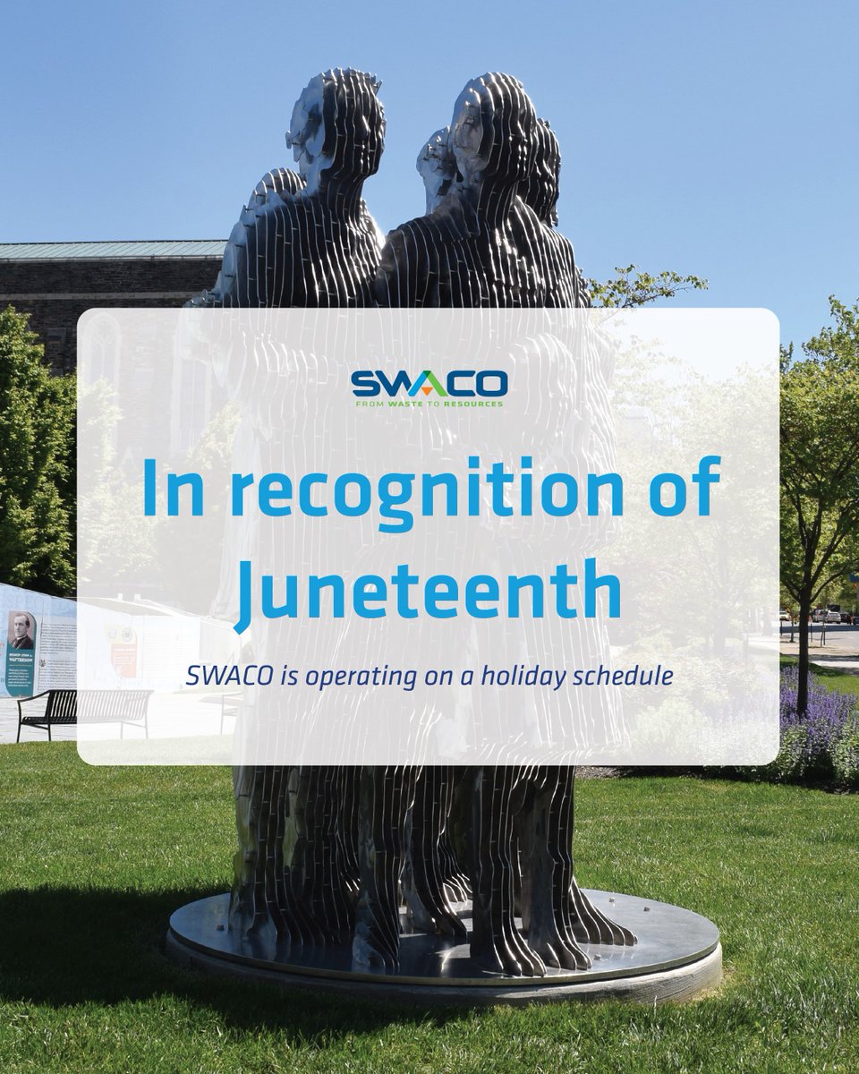 In observance of Juneteenth, SWACO’s Administrative Office Building, Jackson Pike Transfer Station, and the Recycling Convenience Center will be closed on Wednesday, June 19. Regular operations will resume on Friday, June 20.