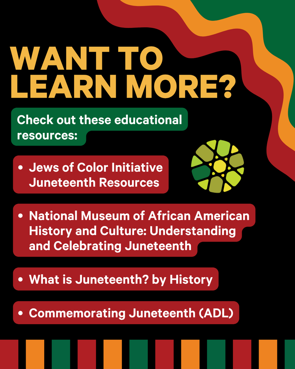 HillelIntl's tweet image. Today is Juneteenth — a time to honor the end of slavery in the U.S. and reflect on the work still ahead.
We’re proud to uplift orgs like @bechollashon & @JoCInitiative, uplifting Jews of Color & advancing critical conversations.
🔗 Resources: jewsofcolorinitiative.org/resources/june…