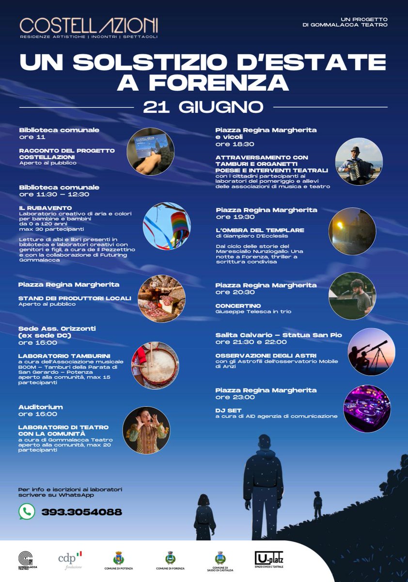 ✨️ Un solstizio d'estate a Forenza: il 21 giugno un'intera giornata di eventi per il nostro progetto COSTELLAZIONI sostenuto da Fondazione CDP <a href="/GruppoCDP/">Cassa Depositi e Prestiti</a>.
